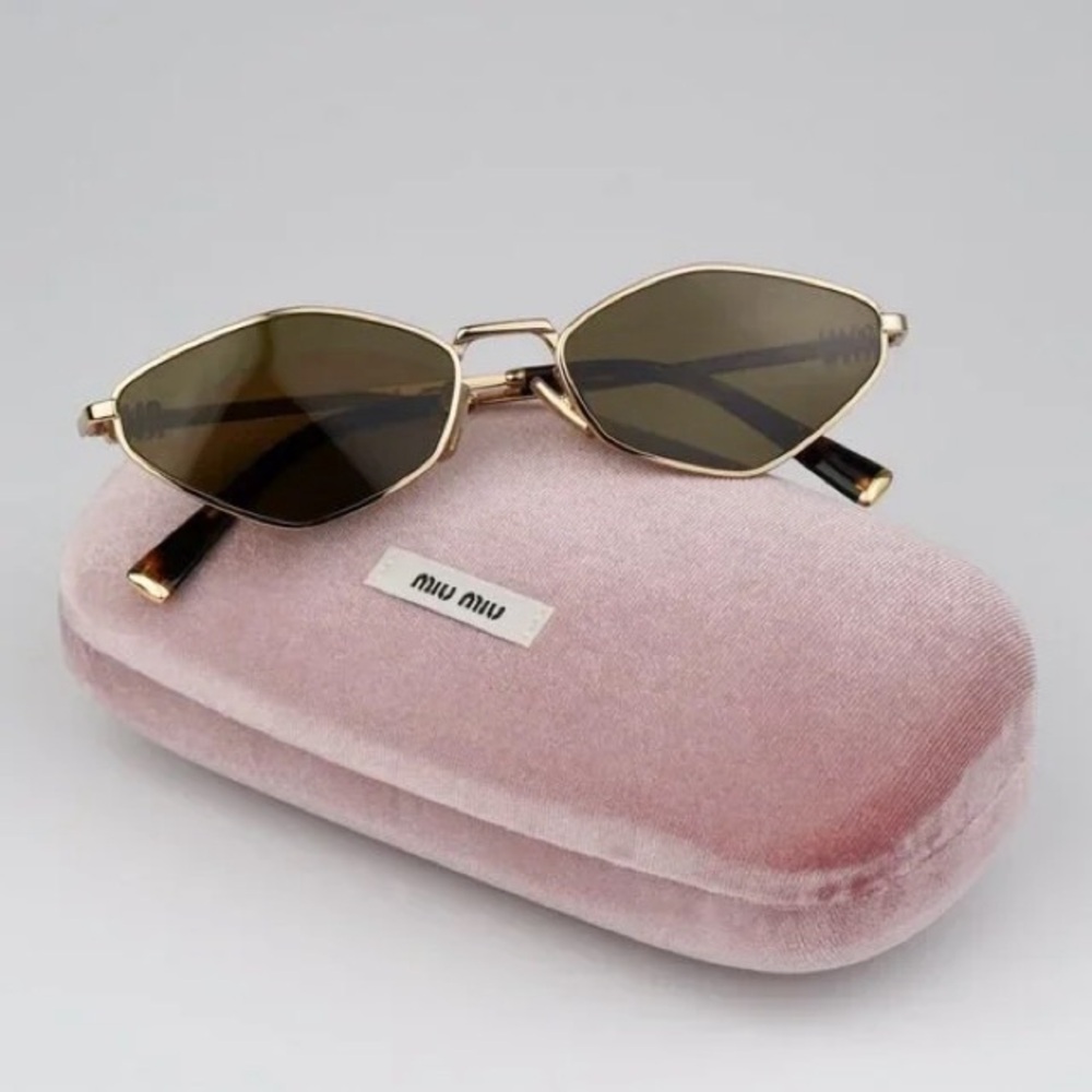 NEW! Miu Miu Sunglasses 56Zs with Gold Frame and Dark Lenses